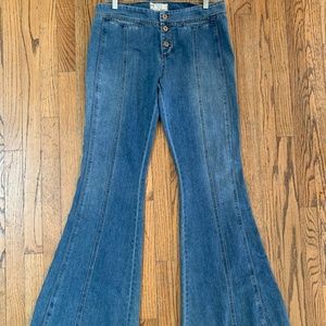 Free People Blue Flare & Wide Leg Jeans